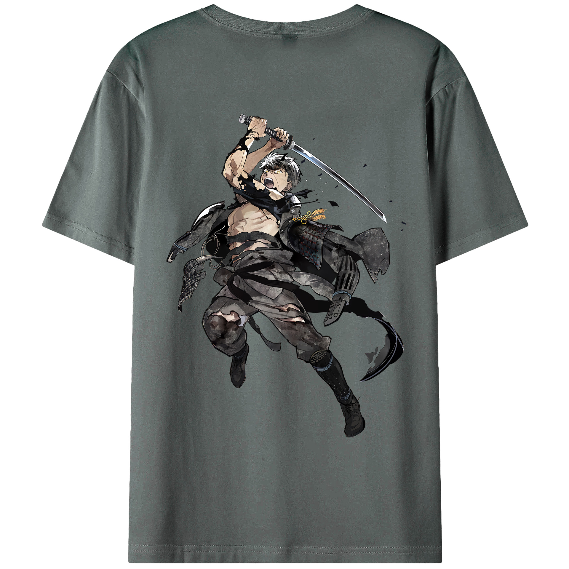 （画像用） 刀剣乱舞 Touken Ranbu 綿100％ メンズ半袖Tシャツ（バックプリント） 通気性